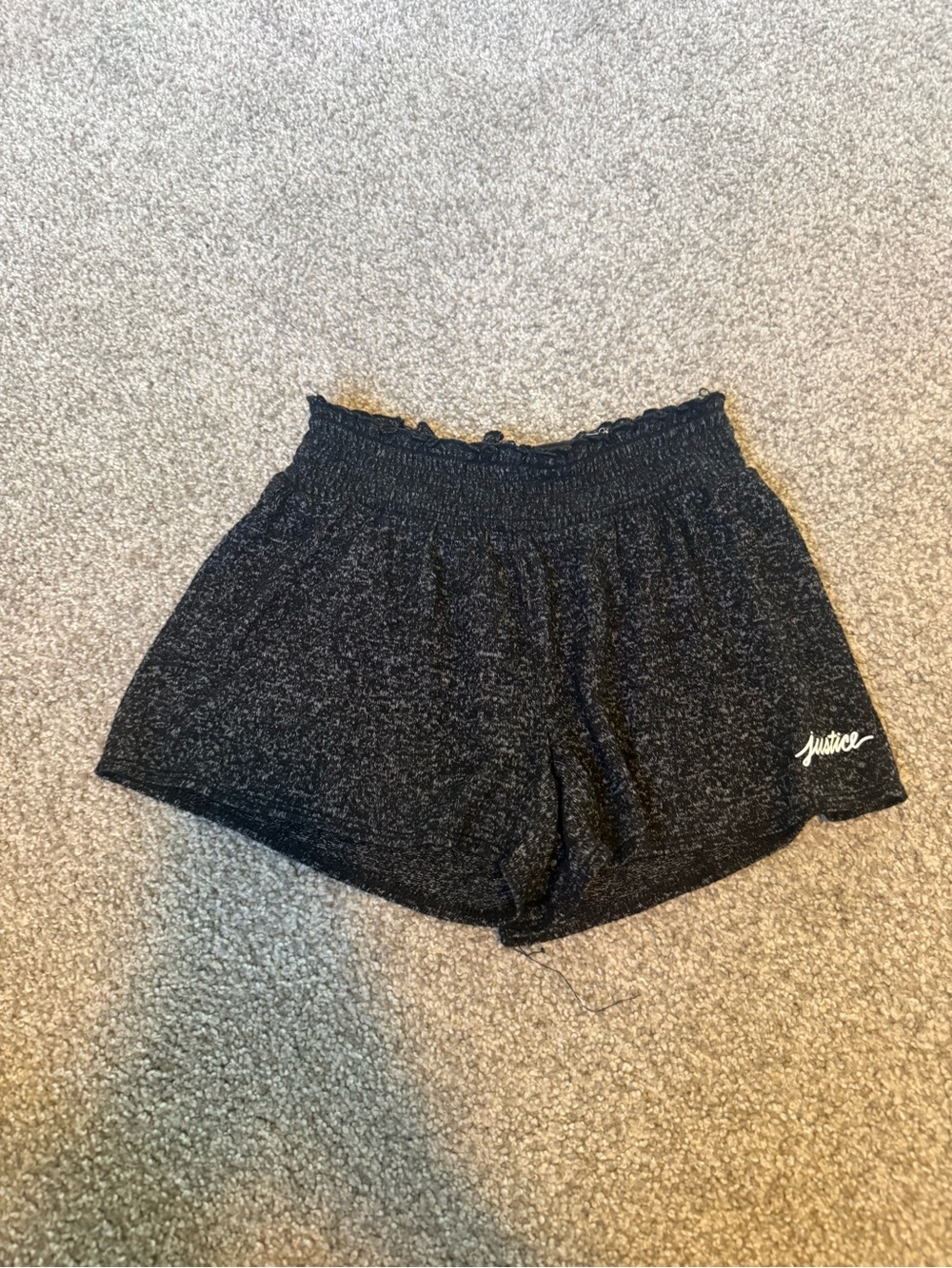 Justice Active Black Marled Elastic Waist Lounge Shorts